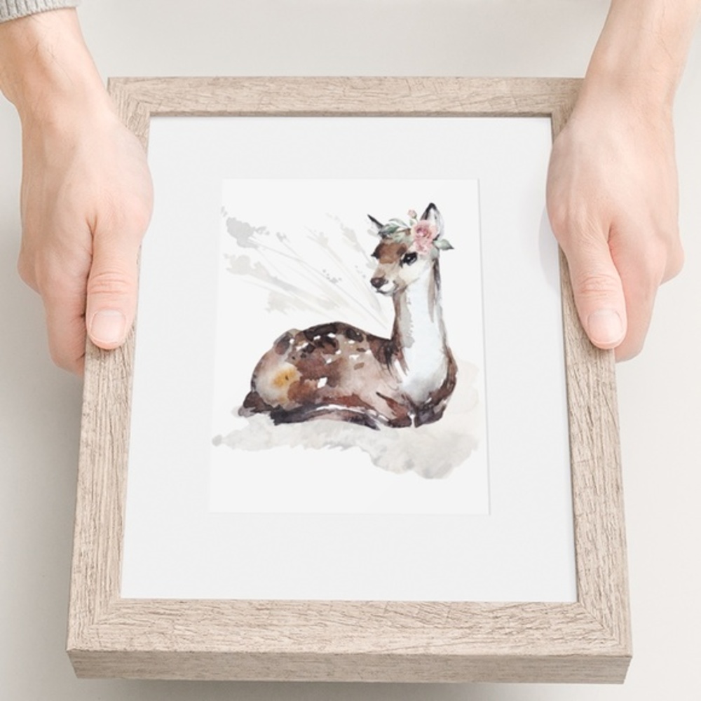 Watercolor Deer Portrait Wall Art Illustration Print Poster Unframed - Picture 10 of 11
